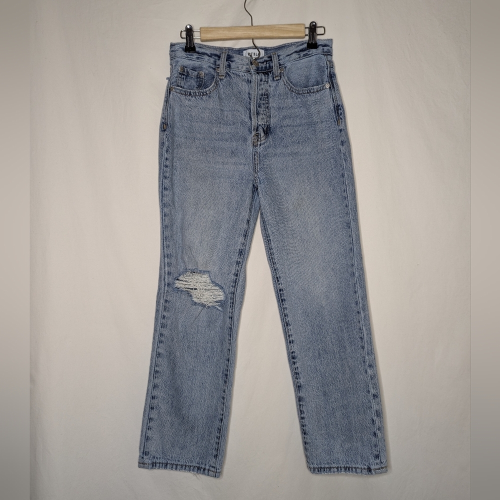 Pistola Women's Blue Denim Cassie Button Fly Super Straight Leg Jeans S 25